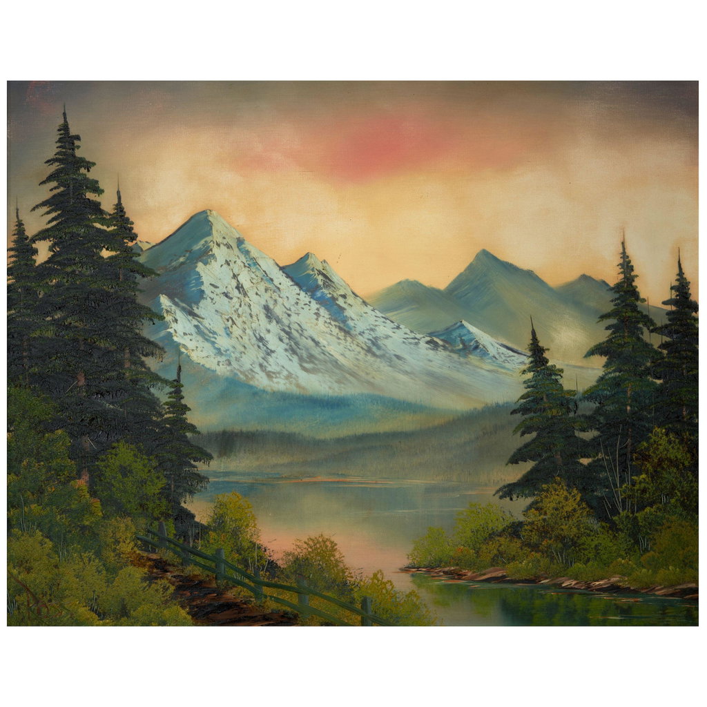 Bob Ross's Mountain Landscape (about 1990) also sold for $406,900 at Bonhams Skinner. Image courtesy of the auction house