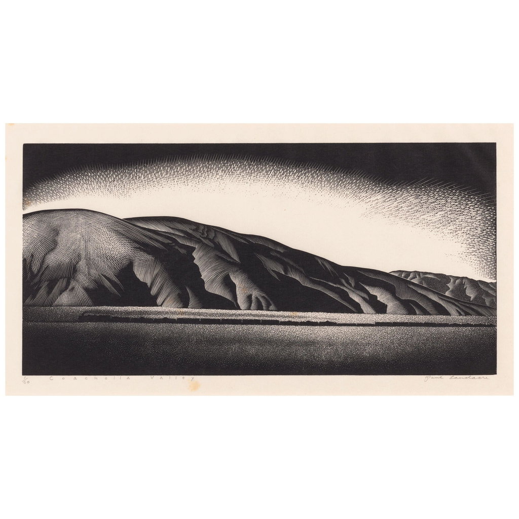 Coachella Valley by Paul Landacre sold for $12,800. Image courtesy of Bonhams