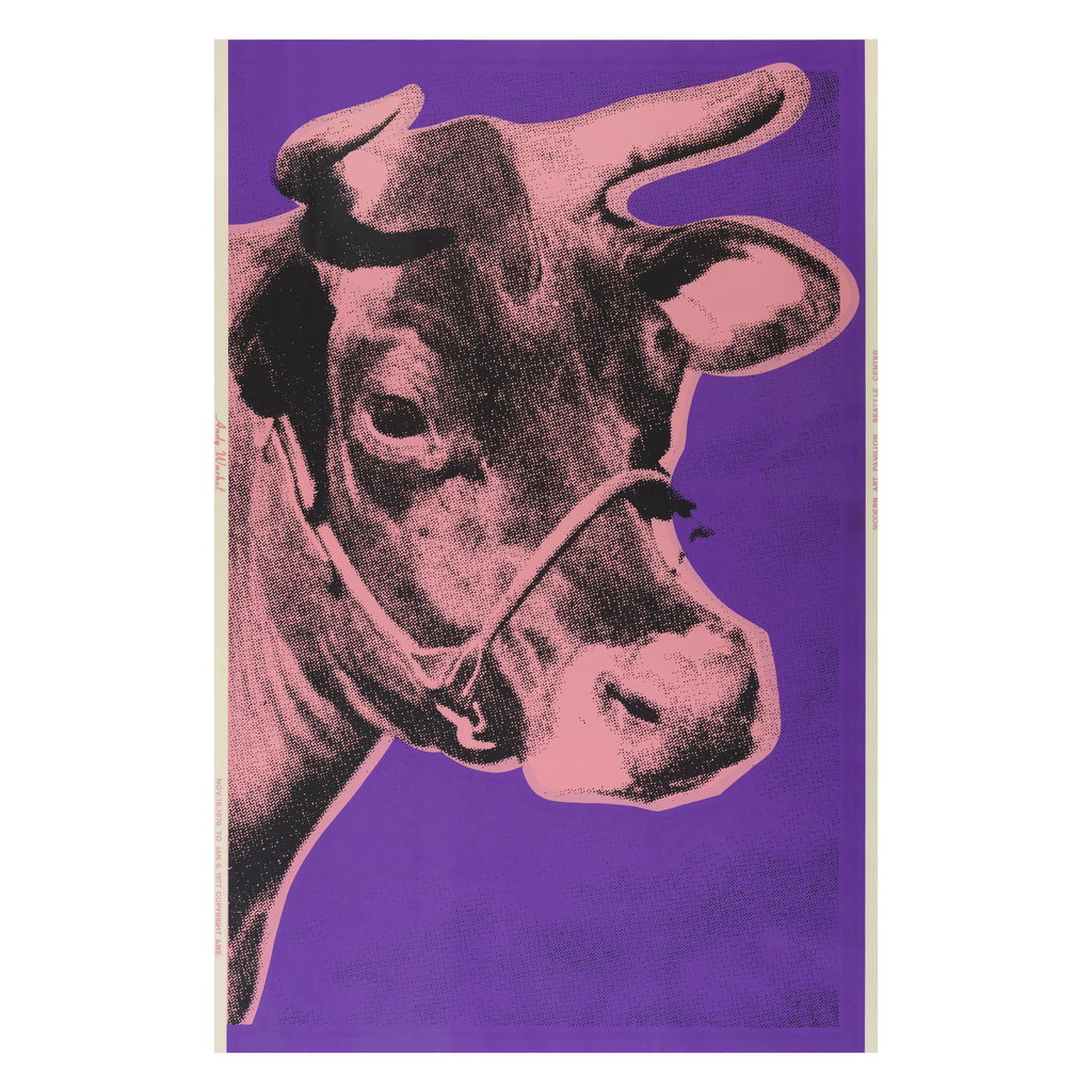 Cow by Andy Warhol sold for $10,500. Image courtesy of Bonhams Cornette de Saint Cyr