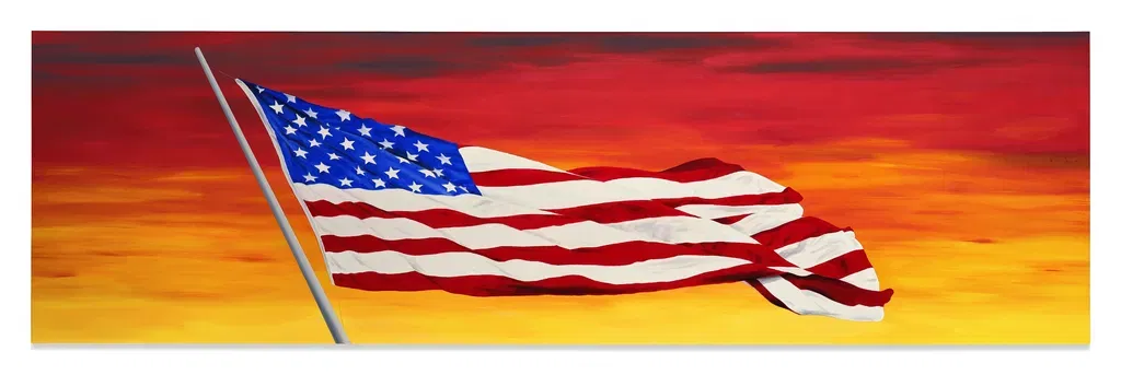 Georges' Flag by Ed Ruscha sold for $13.65m. Image courtesy of Sotheby's
