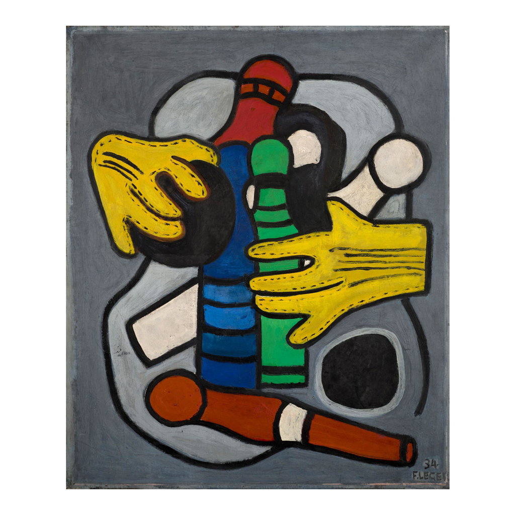 Composition aux gants jaunes by Fernand Leger sold for $356,100. Image courtesy of Bonhams