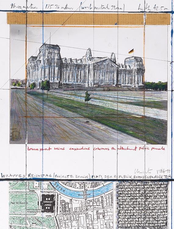 Wrapped Reichstag (Project for Berlin) by Christo sold for $27,900. Image courtesy of Ketterer Kunst