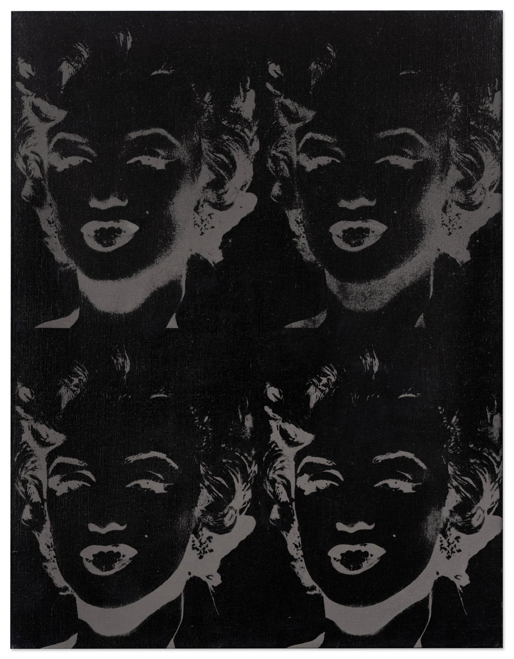 Four Marilyns (Reversal Series) by Andy Warhol estimated at $2.91m (low) to $3.71m (high). Image courtesy of Sotheby's