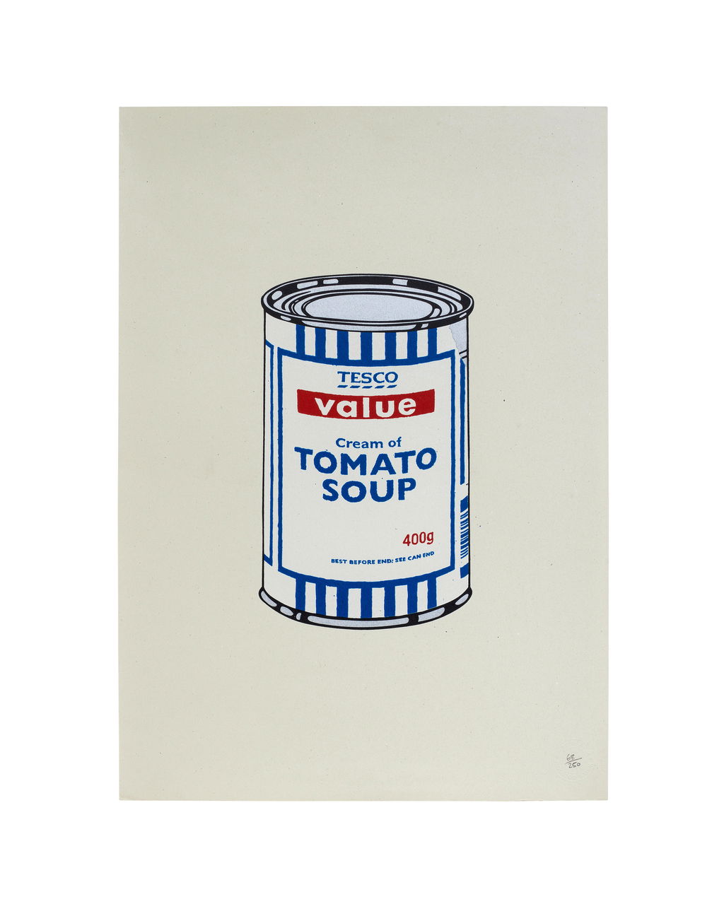 Tesco Value Soup Can by Banksy sold for $19,500.
Image courtesy of Bonhams