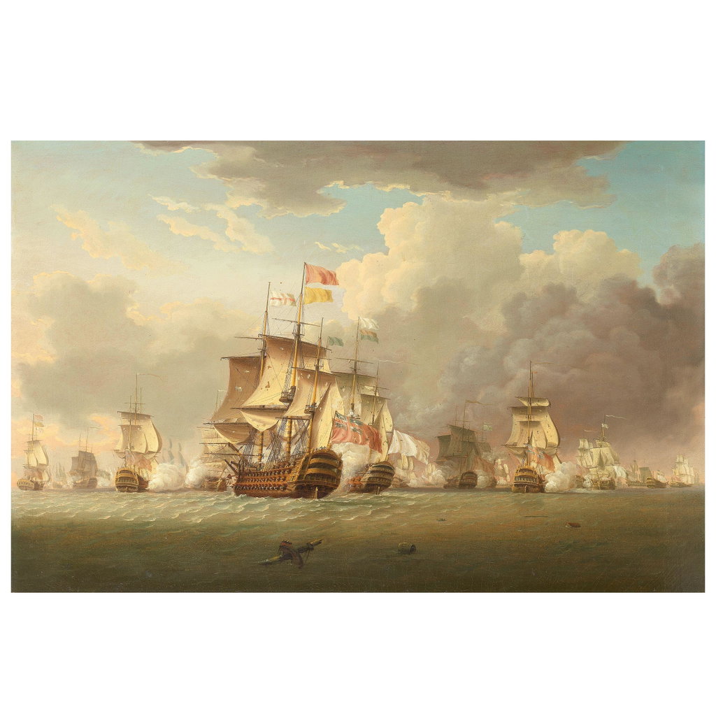 Battle of the Saintes April 1782, Sir George Rodney's flagship Formidable engaging the flagship Ville de Paris by William Anderson sold for $41,600. Image courtesy of Bonhams