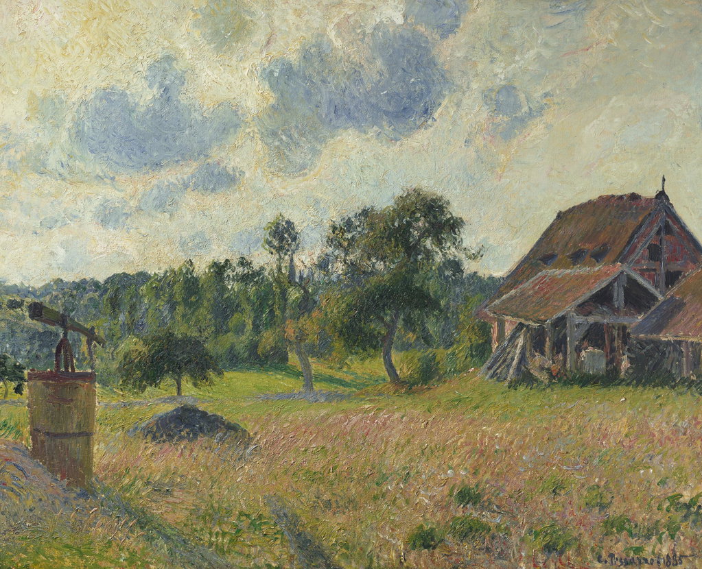 La Briqueterie Delafolie à Éragny, soleil couchant by Camille Pissarro estimated at $1m (low) to $1.5m (high). Image courtesy of Christie's