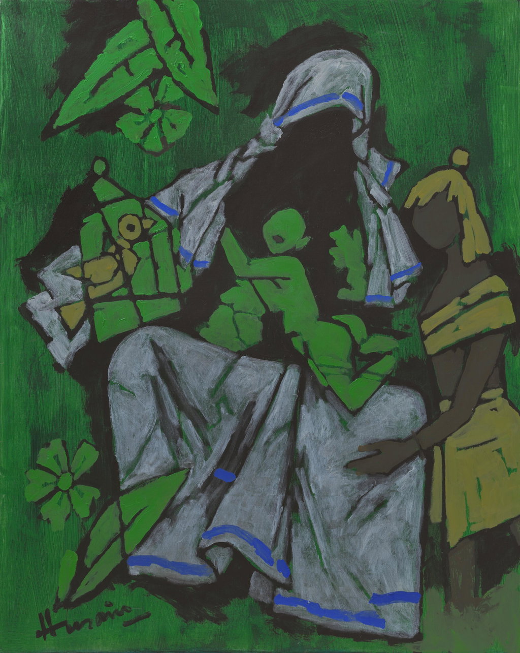 Untitled (Mother Teresa) by M.F. Husain estimated at $300,000 (low) to $500,000 (high). Image courtesy of Christie's
