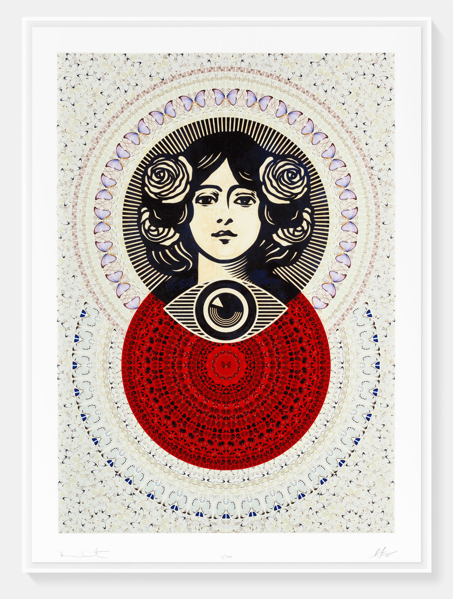 Third Eye Butterfly Mandala (Cream) (Large) image #1 main image