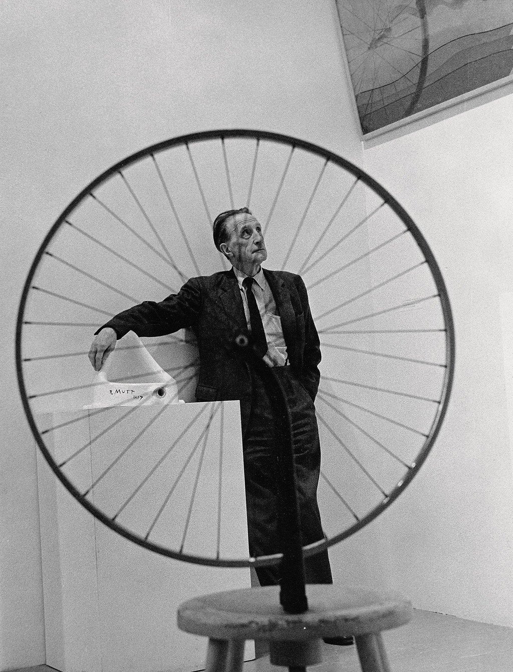 Marcel Duchamp at MoMA's The Art of Assemblage exhibition, 1961. Photo: Marvin Lazarus Press.