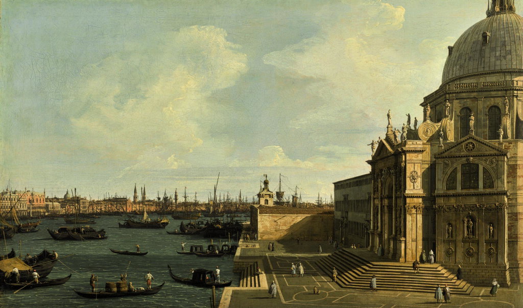 Venice, A View Of The Grand Canal Looking East With Santa Maria Della Salute by Giovanni Antonio Canal sold for $6.22m. Image courtesy of Sotheby's