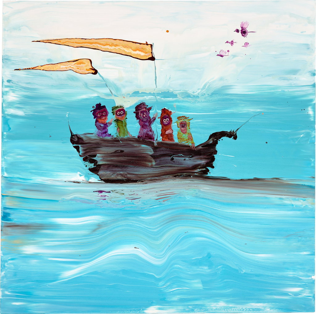 Men in a Boat by Genieve Figgis sold for $60,500. Image courtesy of Phillips