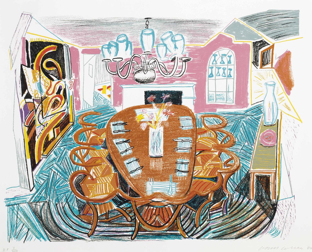 Tyler Dining Room, From Moving Focus by David Hockney sold for $189,800. Image courtesy of Phillips