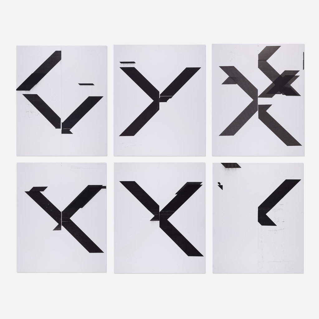 X Posters by Wade Guyton sold for $14,600 (387% above estimate). Image courtesy of Rago