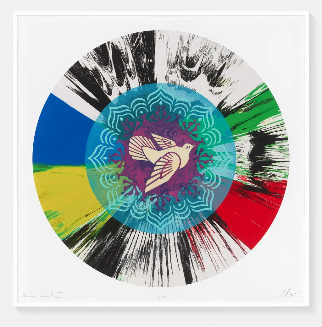 Beautiful Optimistic Peace and Love Dove Spin Painting