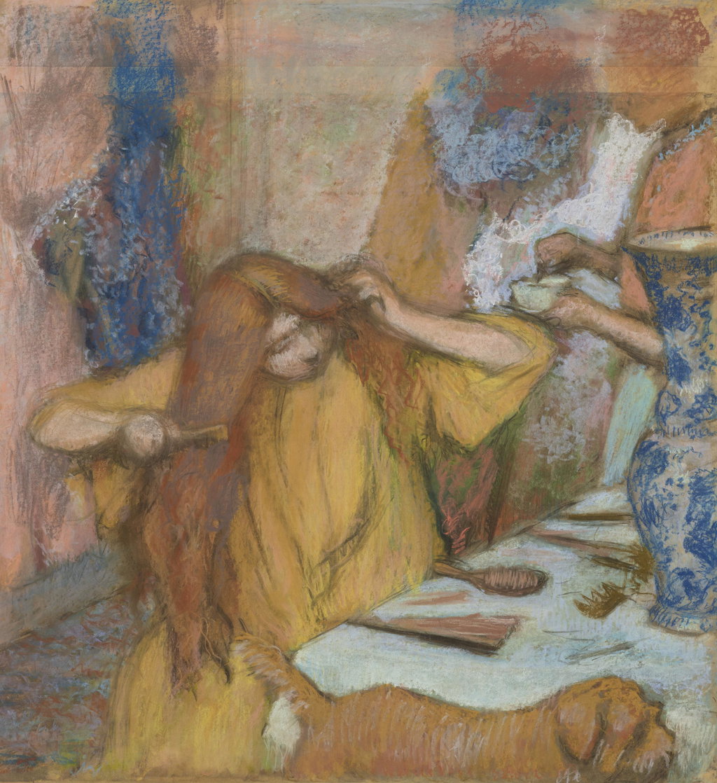 Woman in a Yellow Dressing Gown Combing Her Hair by Edgar Degas estimated at $2.08m (low) to $2.89m (high). Image courtesy of Christie's