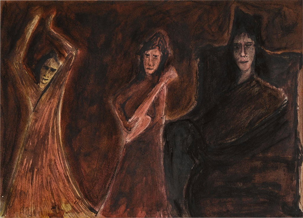 Untitled (Three Bauls) (1938). Sold for $778,800 in 2023. Image courtesy of Sotheby's