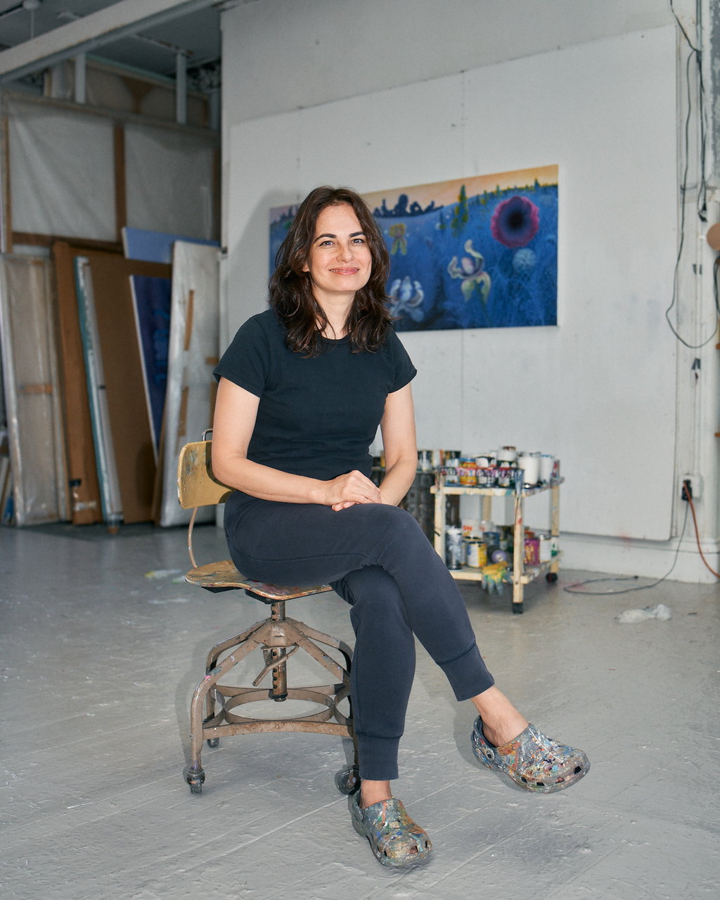In Her Manhattan and Maine Studios, Artist Inka Essenhigh Creates Luminous, Ethereal Landscapes From Buckets of Paint and Coffee