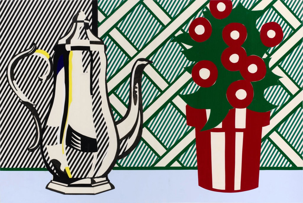 Still Life with Coffee Pot and Flower Pot (Study) by Roy Lichtenstein sold for $512,000. Image courtesy of Sotheby's