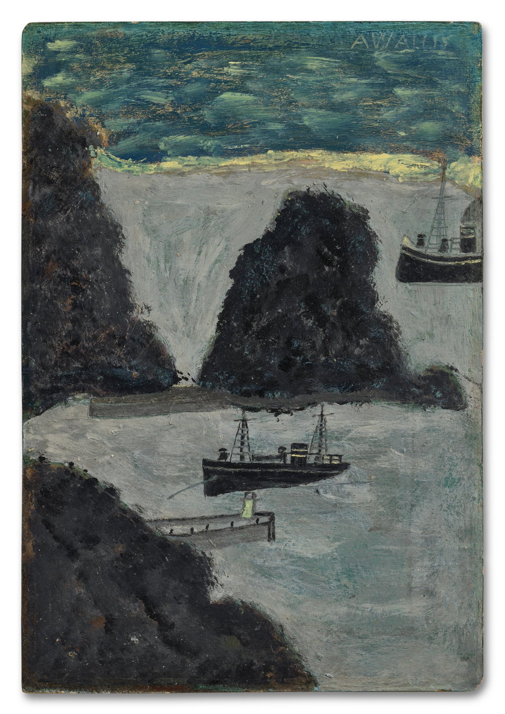 Boats Entering Harbour by Alfred Wallis sold for $102,300. Image courtesy of Christie's