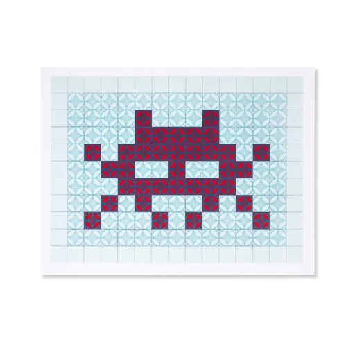 Obey Invader Medium red blue Postcard
