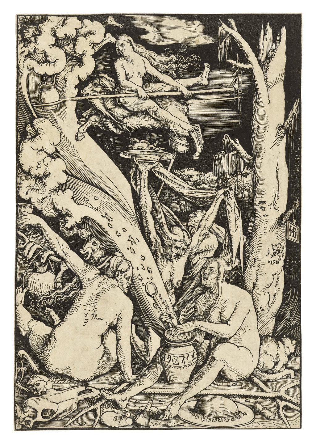 The Witches' Sabbath by Hans Baldung Grien sold for $389,700. Image courtesy of Christie's