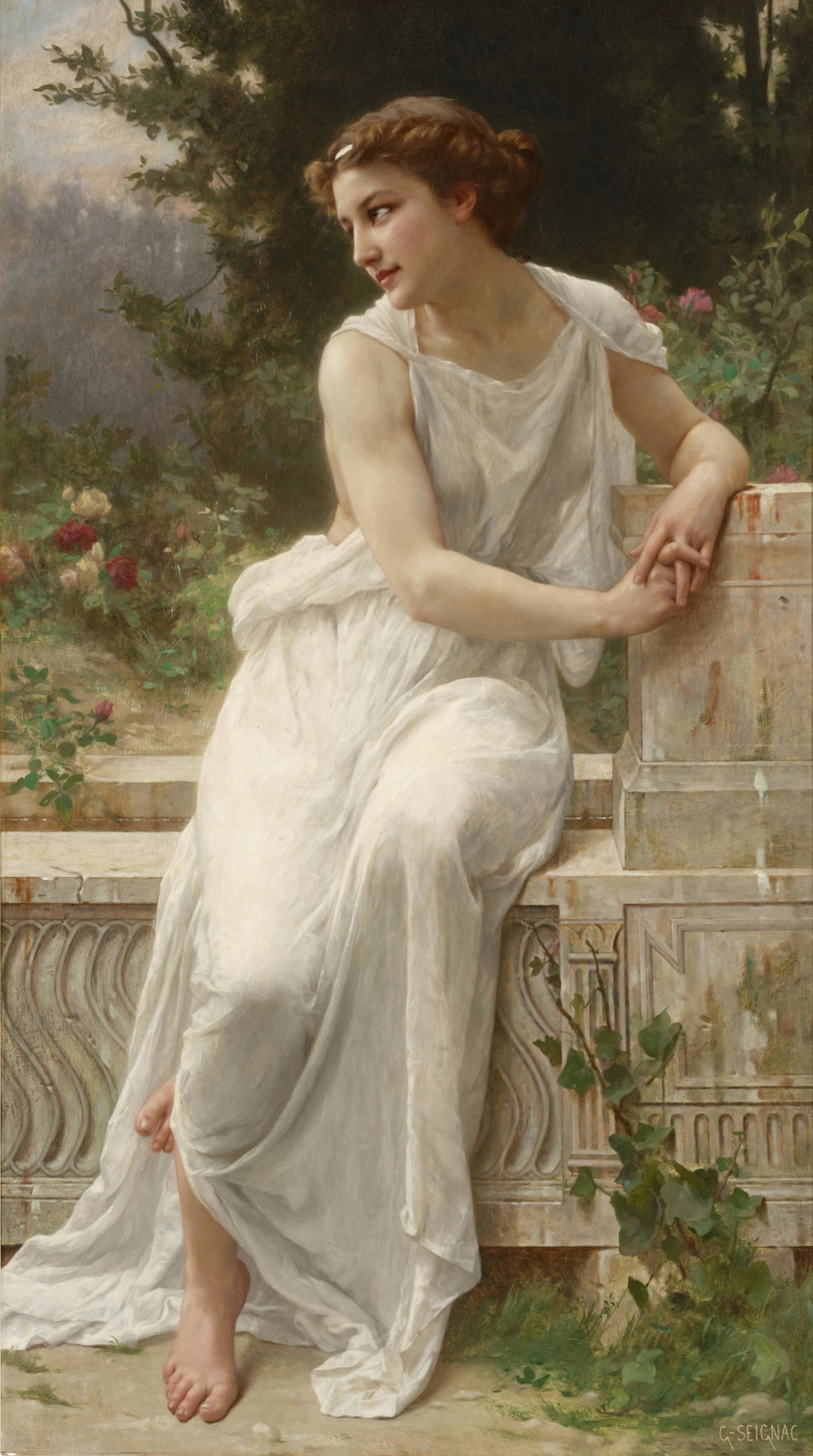 Young Woman of Pompeii on a Terrace by Guillaume Seignac sold for $409,600. Image courtesy of Sotheby's