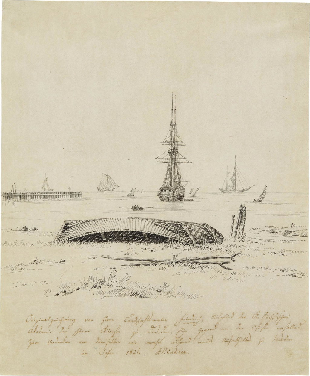 The beach at Wieck near Greifswald, circa 1815-21 by Caspar David Friedrich sold for $720,000.
Image courtesy of Sotheby's