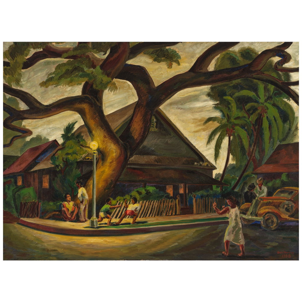 Honolulu Street Scene by Ben Norris sold for $23,000 (668% above estimate). Image courtesy of Bonhams