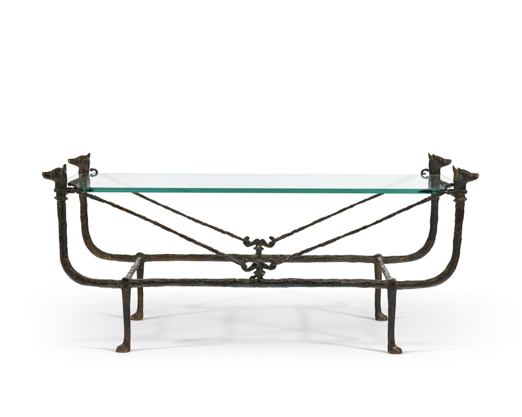 'Cradle' coffee table, a unique piece featuring 'Séraphine', Jeanne-Marie de Broglie's dog by Diego Giacometti sold for $945,200. Image courtesy of Christie's