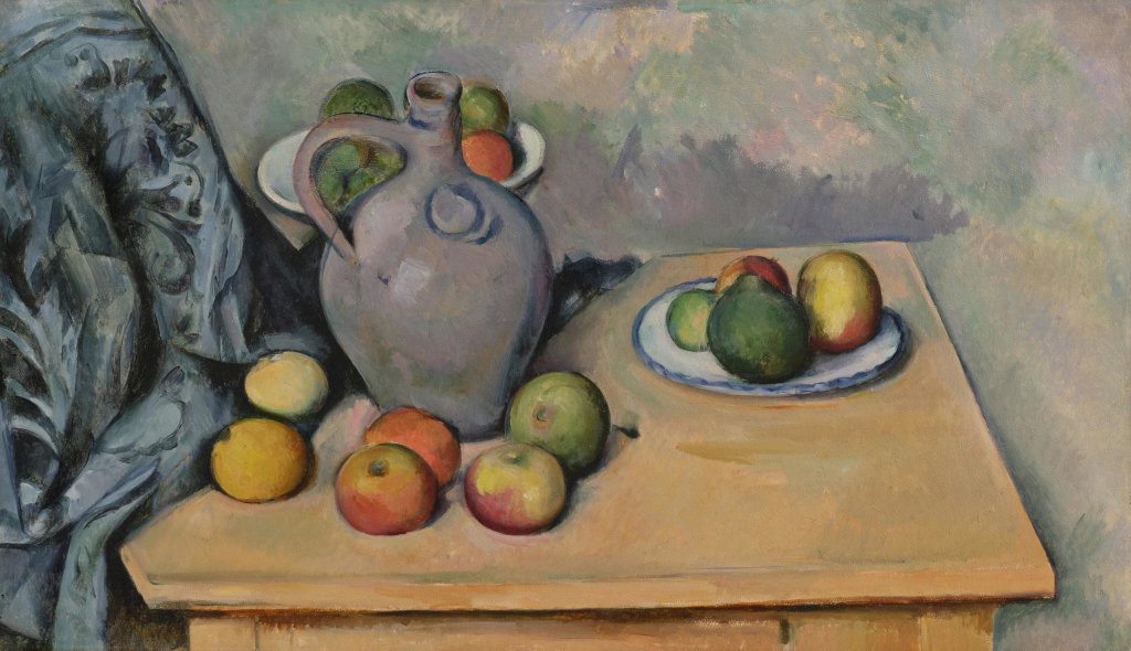 Pichet et fruits sur une table by Paul Cezanne estimated at $20m (low) to $30m (high). Image courtesy of Sotheby's