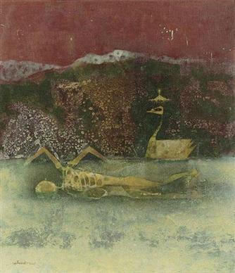 Swim (1969). Sold for $151,300 in 2005. Image courtesy of Saffronart