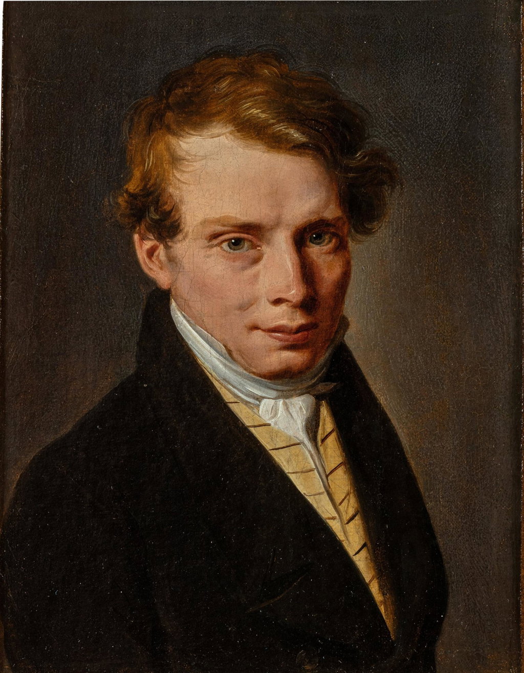 Portrait of a Man Wearing a Yellow Striped Waistcoat by Louis Leopold Boilly sold for $66,500. Image courtesy of Sotheby's