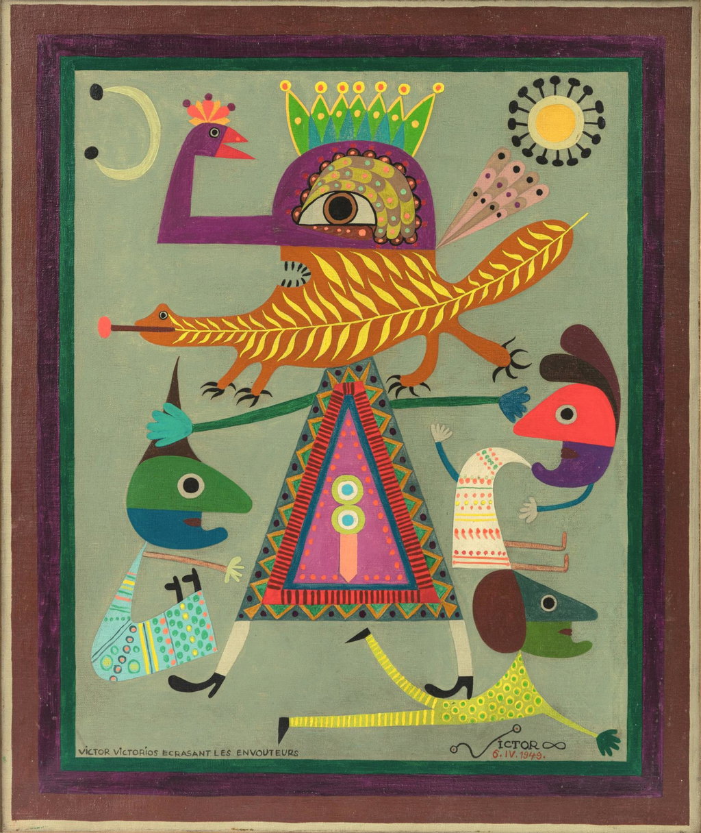 Victor Victorios écrasant les envoûteurs by Victor Brauner estimated at $349,000 (low) to $465,400 (high). Image courtesy of Sotheby's