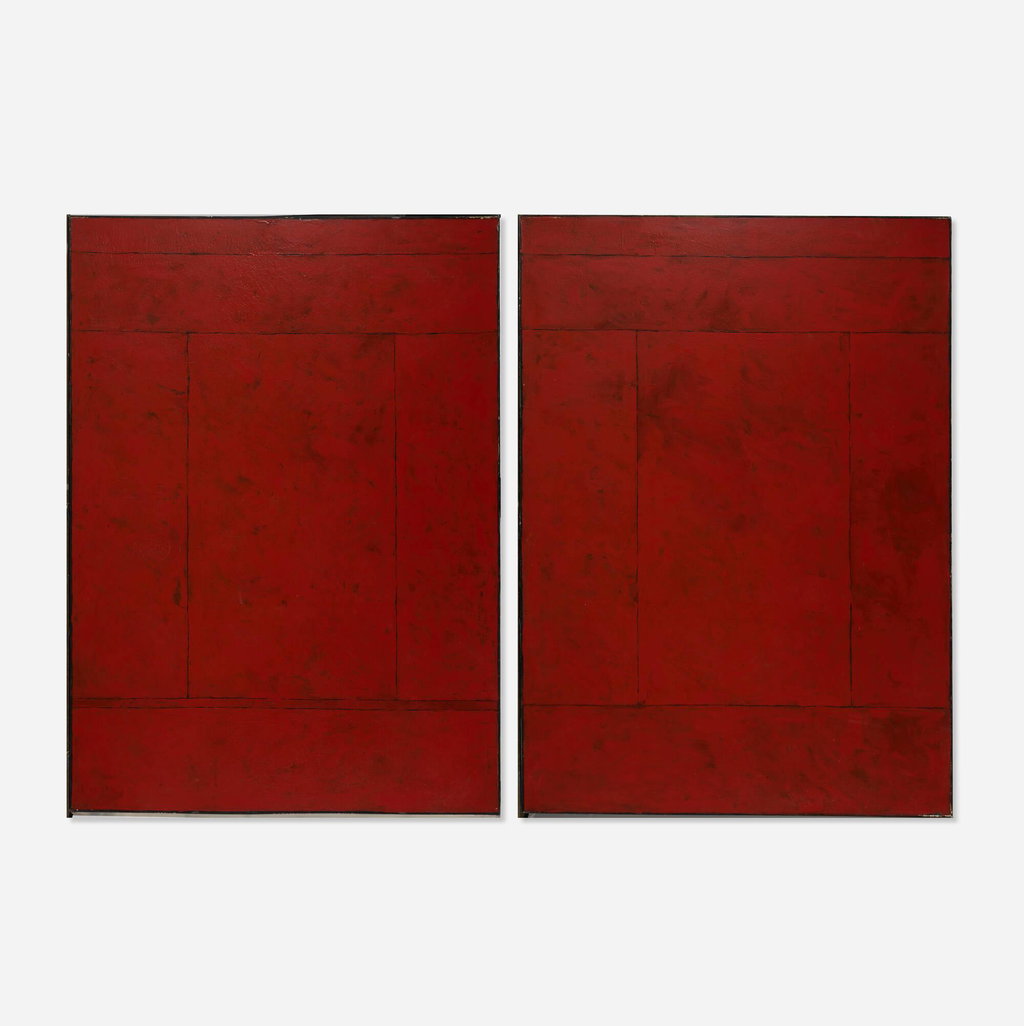Untitled (Dyptique) by Jean-pierre Pincemin sold for $24,300. Image courtesy of Rago Arts & Auction Center