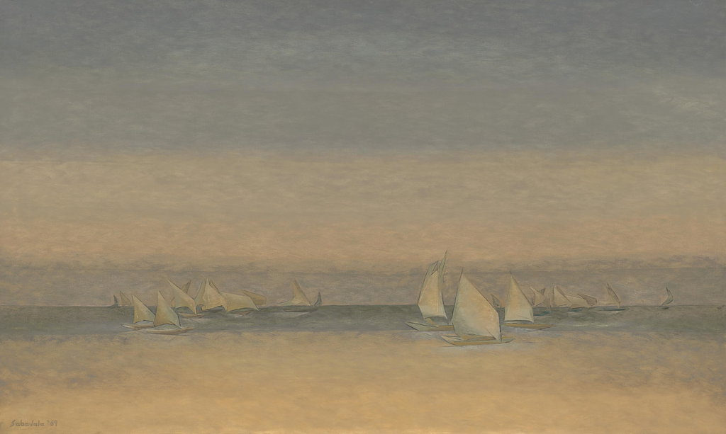 A Progression of Sails by Jehangir Sabavala estimated at $400,000 (low) to $600,000 (high). Image courtesy of Christie's