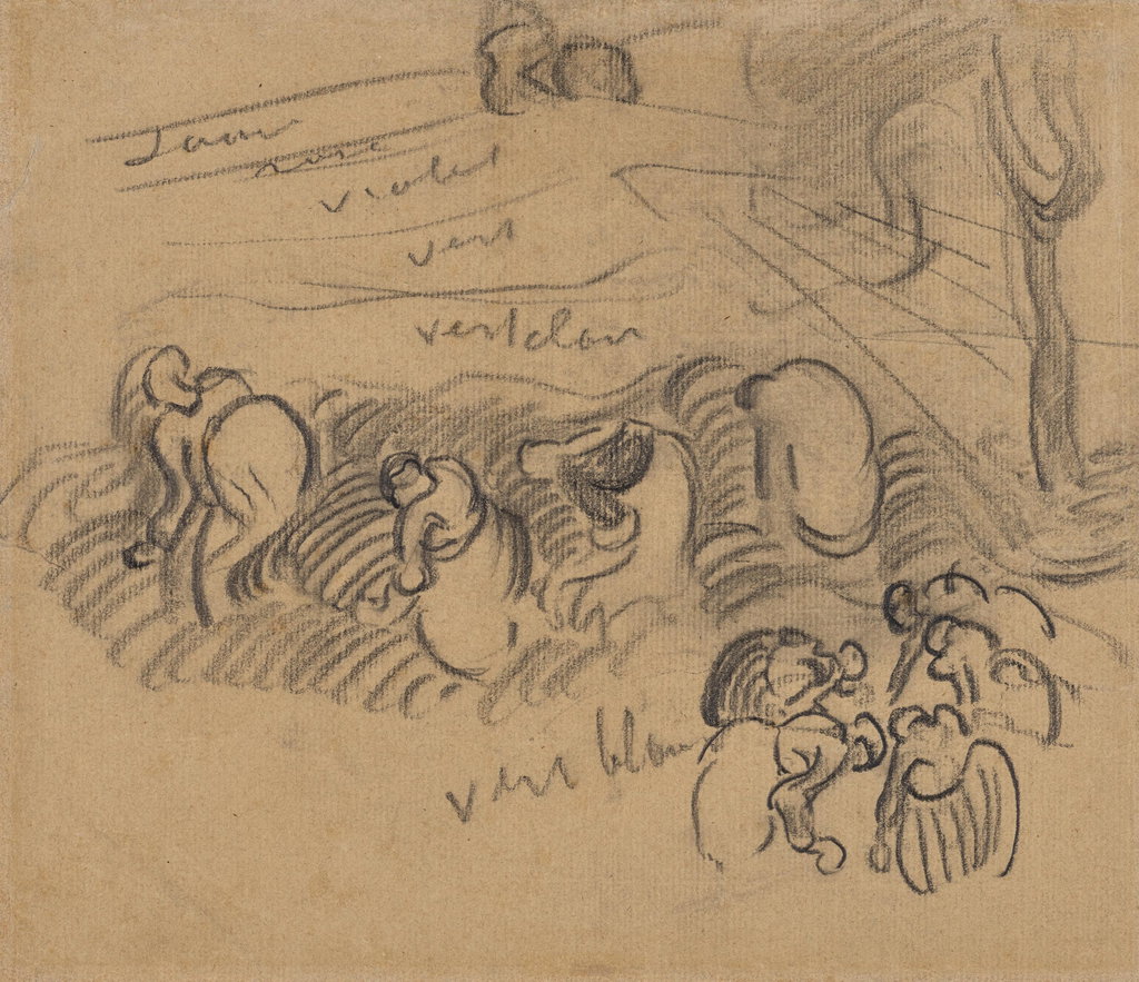 Pea Pickers (recto); Sketch of a Landscape (verso) by Vincent van Gogh sold for $1.43m. Image courtesy of Christie's