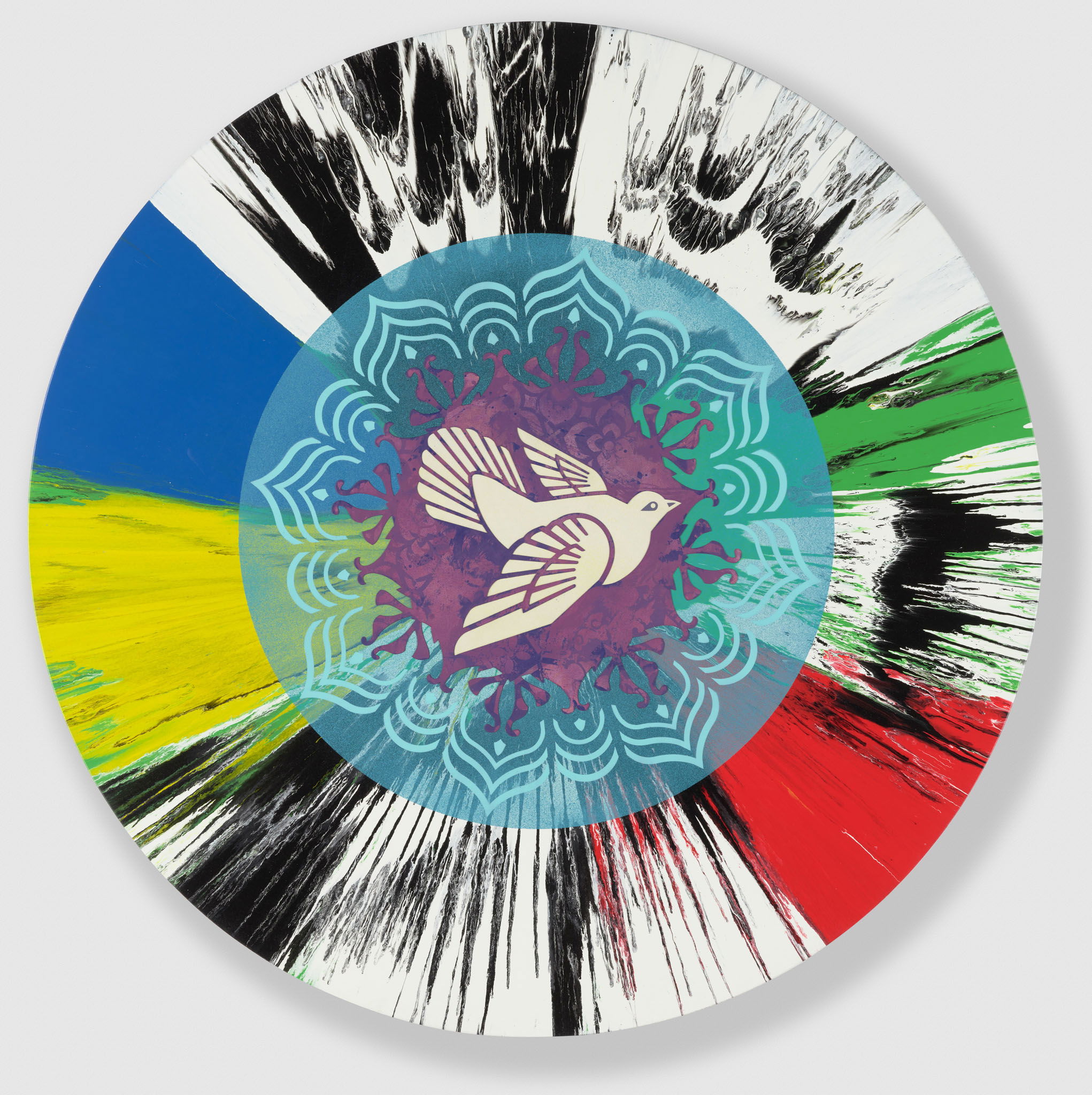 Beautiful Optimistic Peace and Love Dove Spin Painting 1 main image
