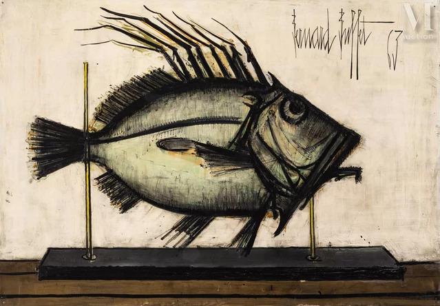 ベルナール ビュッフェ リトグラフ ベルナール・ビュッフェ（Bernard BUFFET）「青い背景の花束