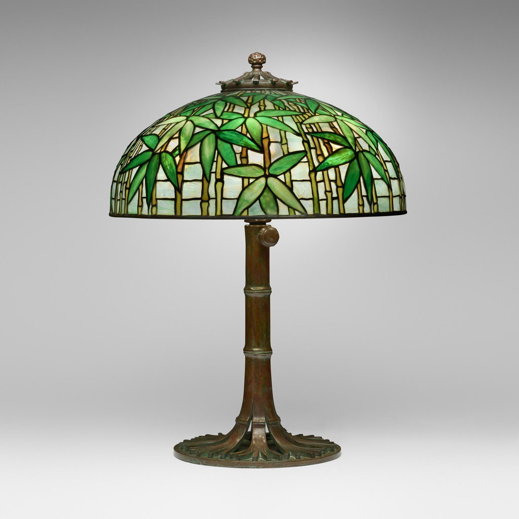 Rare Bamboo table lamp by Tiffany Studios sold for $159,600. Image courtesy of Rago Arts & Auction Center