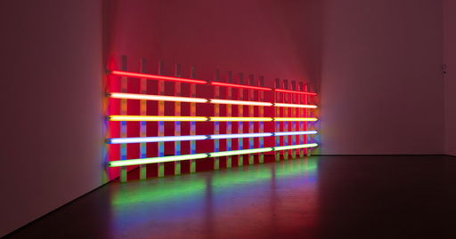 'dan flavin: grids' floods NYC's david zwirner gallery with fluorescent color