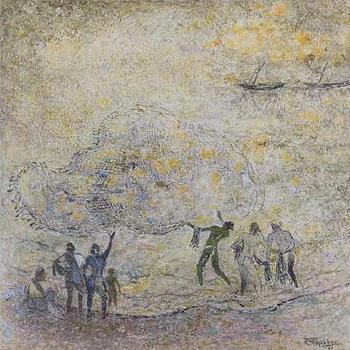 Untitled landscape with figures (1983). Sold for $87,200 in 2005. Image courtesy of Saffronart