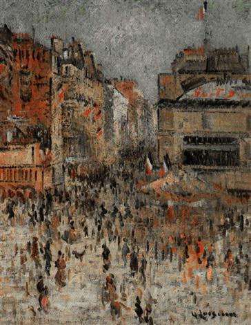 Le quatorze juillet a Paris la Rue de Clignancourt (Undated). Sold for $115,000 in 1987. Image courtesy of Sotheby's