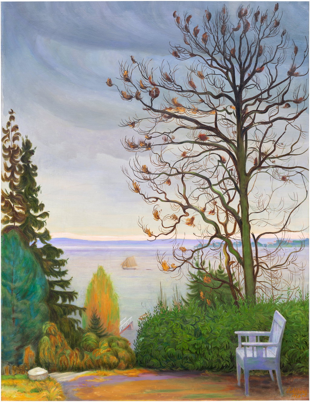 Autumn at Leangbukten, Oslofjord (Höst ved Leangbukten, Oslofjord) by Harald Sohlberg sold for $1.46m. Image courtesy of Phillips