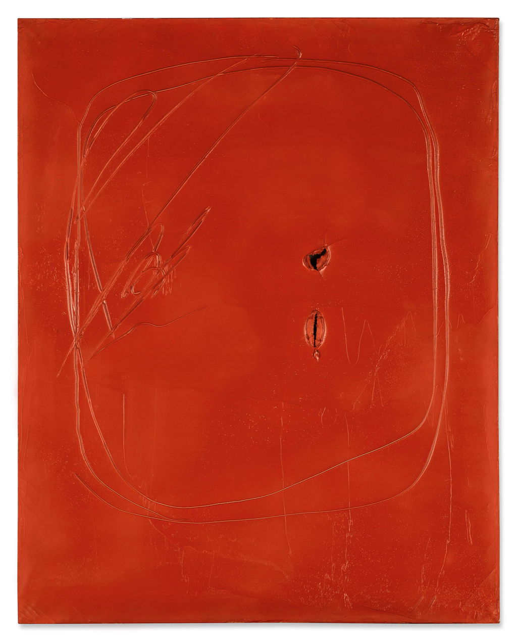 Concetto spaziale by Lucio Fontana sold for $895,500.
Image courtesy of Sotheby's