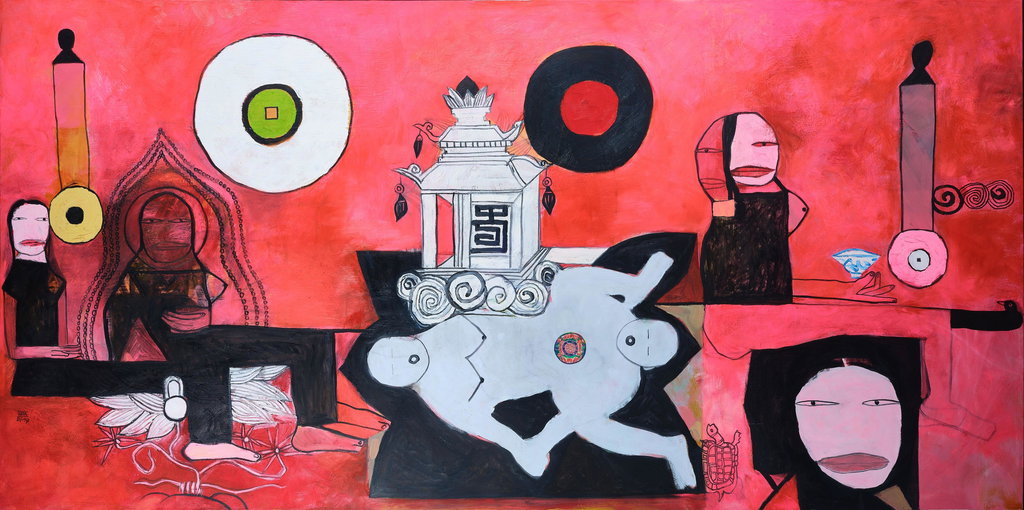 Circle of Life by Dang Xuan Hoa sold for $73,500. Image courtesy of Bonhams