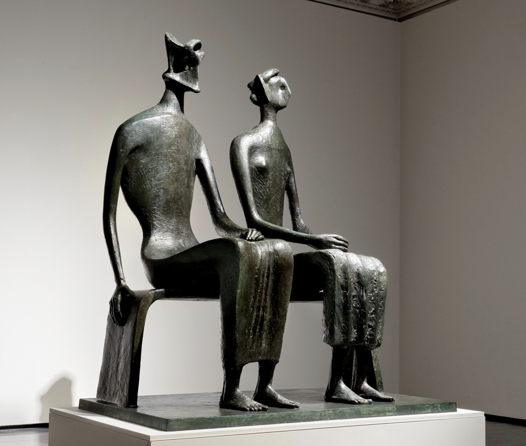 Henry Moore's King and Queen (1952) sold for $35.13m, beating the artist’s previous auction record by $2.02m. Image courtesy of Christie's