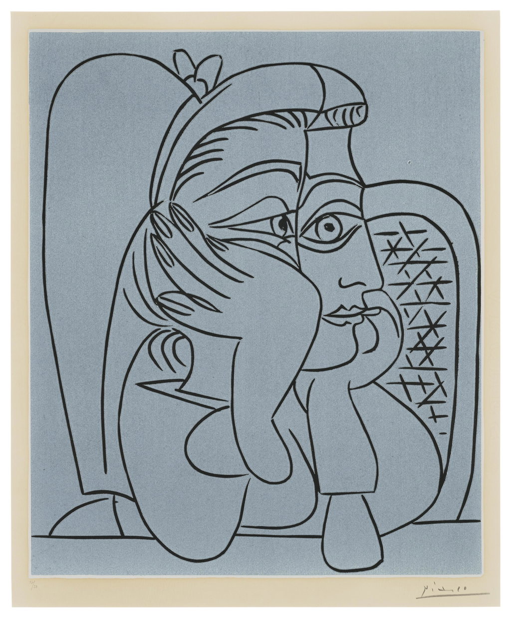 Portrait de Jacqueline accoudée by Pablo Picasso sold for $272,700. Image courtesy of Christie's