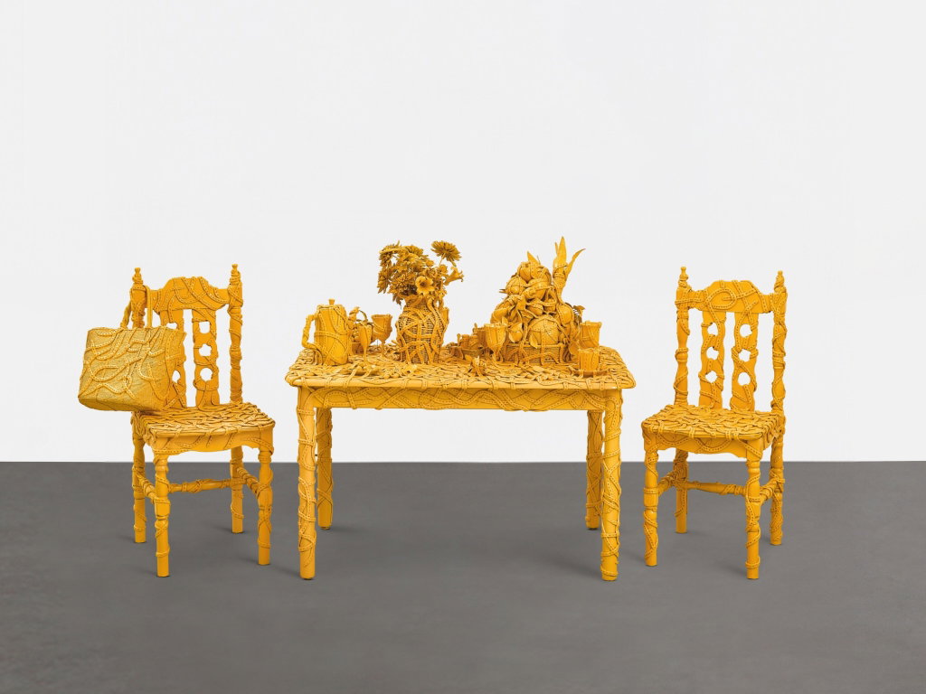 Self-Obliteration by Yayoi Kusama estimated at $318,700 (low) to $446,200 (high). Image courtesy of Sotheby's