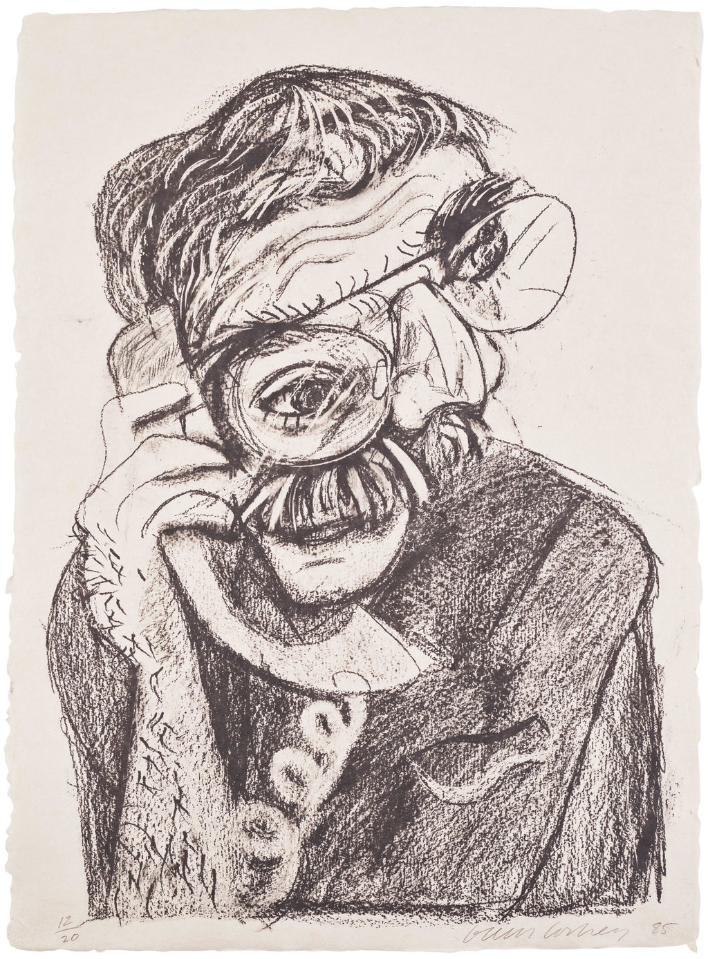 An Image of Ken, from Moving Focus by David Hockney sold for $25,900 (539% above estimate). Image courtesy of Phillips