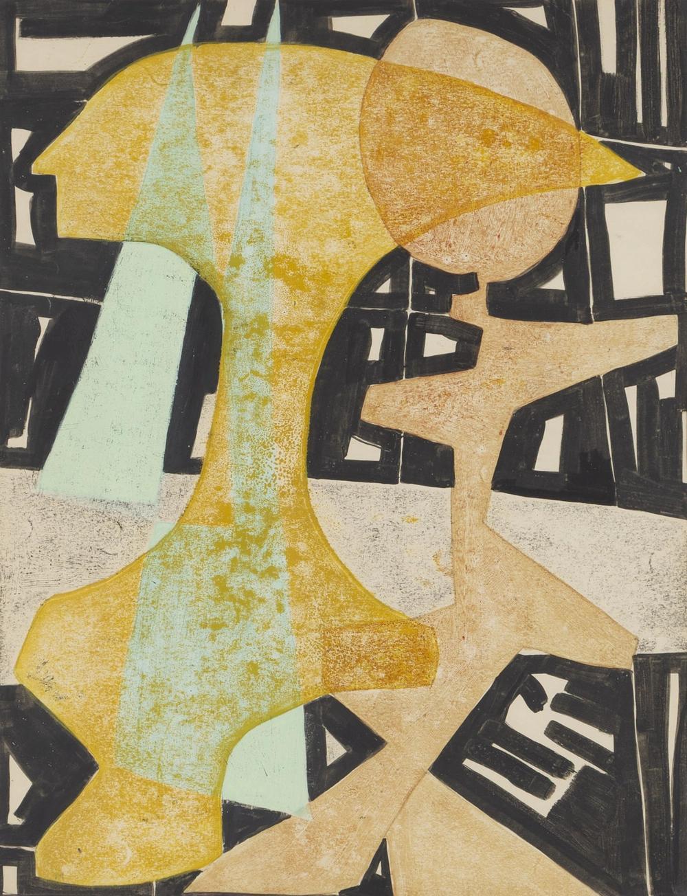 Maria Jarema's Two Heads sold for $80,282 at Desa Unicum Warsaw. Image courtesy of the auction house